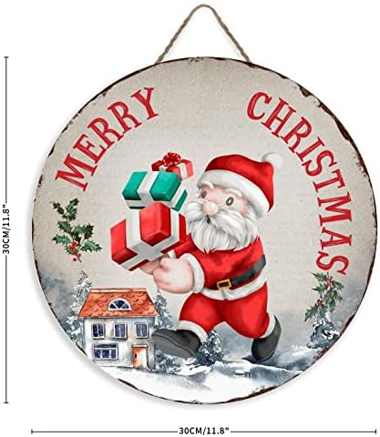 Дрвен добредојде знак рустикален викторијан Дедо Мраз од влезната врата Сезонски дрвени венци wallидни закачалки фарма куќа дома знак