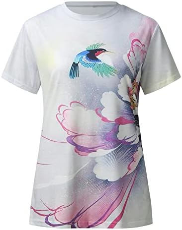uikmnh женски маички екипаж на кратки ракави летни кошула обична цветна кошула