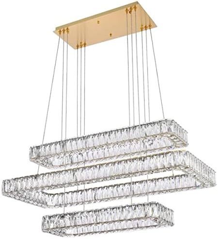 Елегантно осветлување во затворено модерен дом декоративен Монро 42 инчи LED Triple Rectangle Pendant - злато