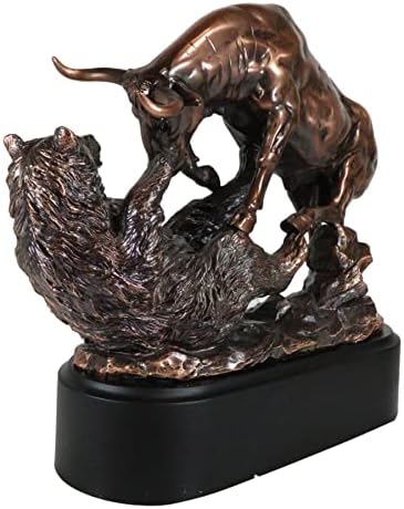 Еброс подарок Вол Стрит берза за полнење бик што се сопнува на скулптурата со мечка со мечка со подножје бронзена електропланирана смола фигура