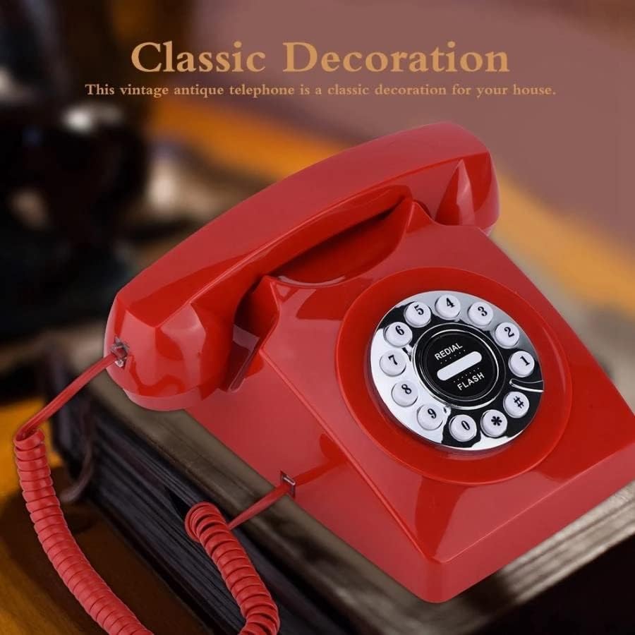 Quul Rotary Dial Tonee Wired Retro Telephone за домашна канцеларија за откажување на гроздобер антички телефон