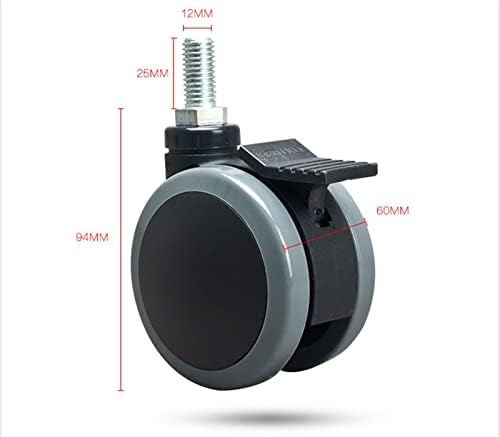 ганде 3 Инчни Сиви Тркалца Тркала, Завртка М12х25мм Двојно Стп Тркало, Со Сопирачка или Не, Неми Носливи 2 парчиња