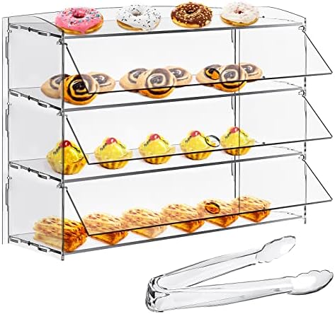 3 нивоа тесто за прикажување на пециво, акрилик пекари, приказ на кабинет, јасен отстранлив крофни полица за приказ на куќишта, куќиште