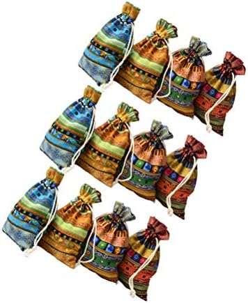 Амосфун Торба За Влечење Ретро Етничка Шема Памучна Торба За Влечење Празна Низа Торби За Пакување Подароци За Свадба