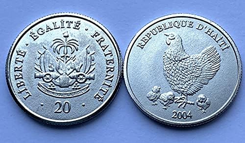 Америка 2004 година Хаити 20 Извор - Поделена Зодијак пилешка година Спомен -парички шумски монети 24ммкоин колекција комеморативна монета