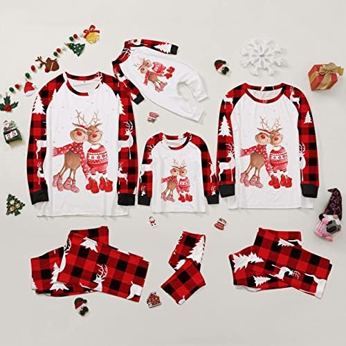Симпатични Божиќни пижами за семејно Божиќно семејство што одговара на облеката, карирани семејни пижами, поставени лето
