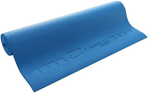 Capelli Sport Yoga Mat Nonlip, целата намена ПВЦ фитнес и тренингот, сина, сина, 4 мм