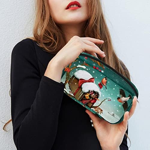 Чанта за шминка со униси, Божиќно Поштенско Сандаче И Зајаци Во Зимска Шумска Козметичка Торба Пренослива Торба За Патнички Воз Организатор