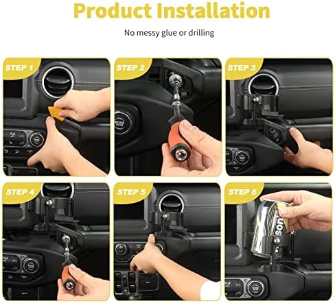 Jimen for JL Holder, Patherner Grab Bar Mountphone Mount Drink Cup држач CB Mic Holder компатибилен со 2018-2023 Jeep Wrangler