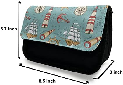 Зачудувачки куќиште на наутички молив, брод за едриличарски брод, торба со молив со ткаенини со двоен патент, 8,5 x 5,5, повеќебојни