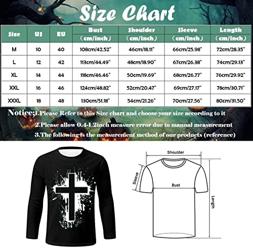 2022 Нови маички маички за мажи за Ноќта на вештерките, печатена маица со маица со долги ракави на врвовите на вратот на врвовите на вратот t