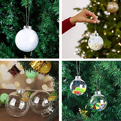 15 компјутери DIY чисти пластични топки за пополнување украс, 2,36 инчи транспарентни украси разнишани божиќни топки за Божиќ,