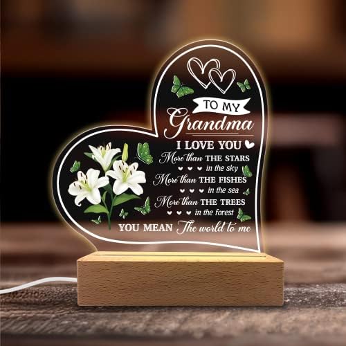КУЈНСКИ АКРИЛНИ Ноќни Светлосни Подароци За Баба - Те Сакав Целиот Мој Живот - Баби Подароци Од Внуци - Акрилни Светлосни Подароци