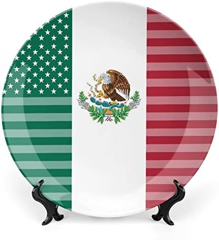 Американско Мексиканско Знаме Ремикс Керамичка Коска Кина Декоративни Плочи Со Штанд Виси Орнаменти Вечера Плочи