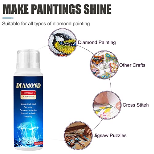 N0Y0VC Diamond Art Painter Sealer 1 Pack 120ml 5D Diamond Artim Painting Artist Art со сунѓер глава Брзо сушење спречете го падот