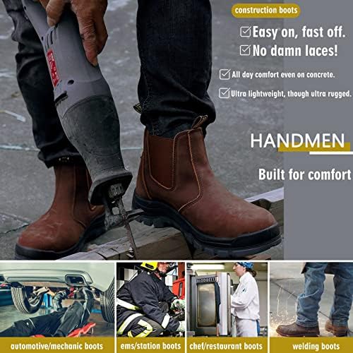 Раководи работни чизми за мажи, композитни/меки пети водоотпорни чизми за работа, анти-статичко безбедносно работење со отпорни на лизгање, 8