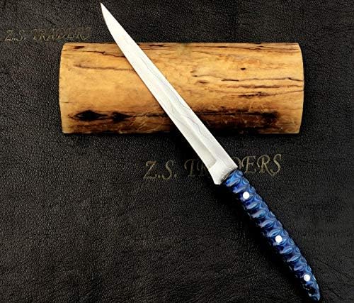 Прилагодено Рачно Изработен Дамаск 11,5 Инчи Нож За Филетирање Со Прекрасна Рачка Од Дрво Пакка