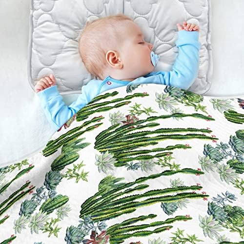 Ксигуа тропски кактус бебешки ќебиња за момчиња девојчиња, 30 x 40 инчи супер меко дете новородено ќебе, ќебе со двоен слој за патување