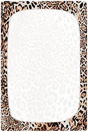 Алаза Cheetah Леопард печати животни Апстрактни чаршафи за креветчиња опремени со басинет лист за момчиња бебе девојчиња дете, мини