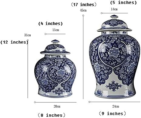 Керамички тегли на Намази, тегла за чај, тегли за складирање на кинески стил, ѓумбир тегла декоративни тегли со капаци порцелански вазни сини