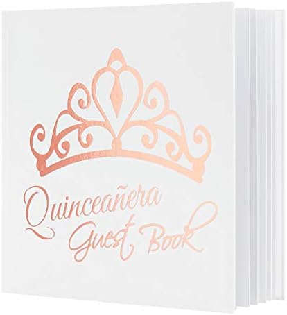 Калкули libro de firmas para quinceañera гости Книга 15 -та забава на Quinceanera Party 8,5 ”Книга за розово злато Полароиден фото албум украси