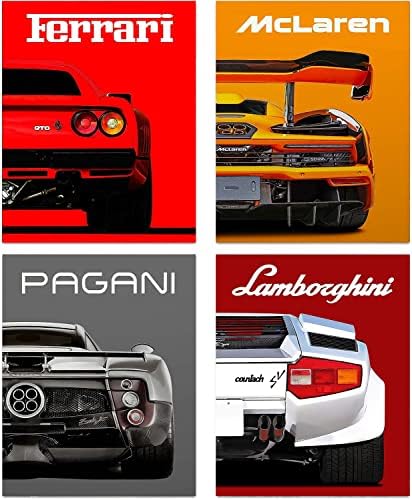 Современи постери за автомобили Класични печати за superвезди на Superвездички, 11 x14 -Спроведете ги декор за wallидови на автомобили, кул