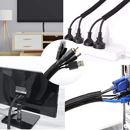 Crocsee 10FT - 1/2 инчен плетенка кабел за управување со кабел за управување со кабел - само -завиткан разделен жица разбој за ТВ/компјутер/домашен театар/залив на моторот -