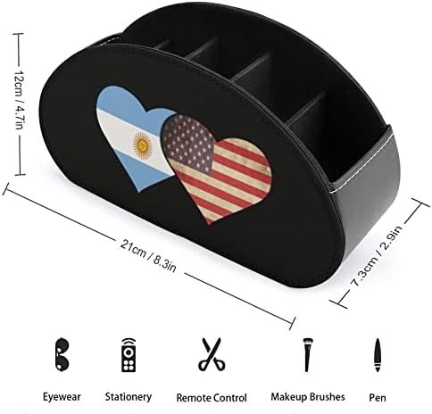 Аргентина Flag и USA Flag Printing TV далечински организатор за контрола на кутии за контрола на кутии PU кожа 5 оддели за складирање
