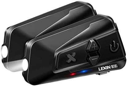 Lexin 2pcs G16 моторцикл Bluetooth слушалки со режим на фарови/SOS, до 16 велосипедисти системи за коменирање на кациги од 2000m, моторцикл