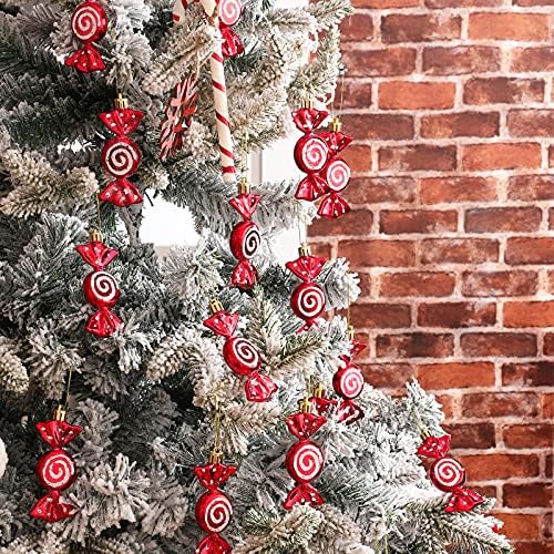 18 парчиња Божиќни бонбони орнаменти за дрво елка бонбони украси украси Кенди украс со спирала за новогодишни елки живописни Божиќ што висат фото штанд реквизит до?