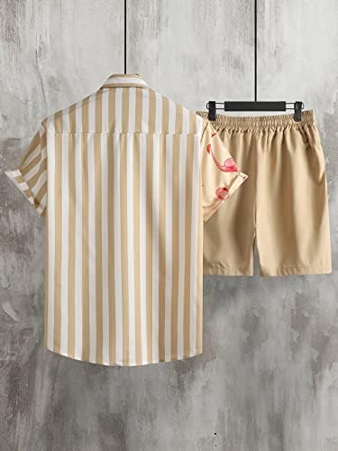 Шенх мажите со две парчиња облека со шарени копче надолу надолу со кошула со кратки ракави и шорцеви