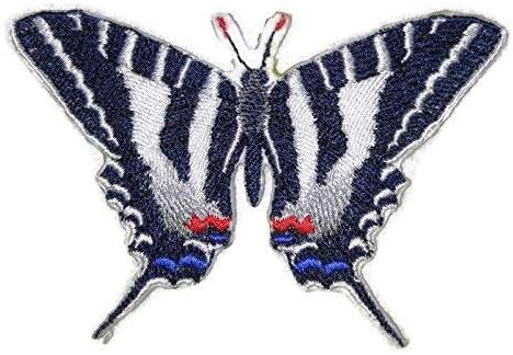 Прилагодени и уникатни неверојатни шарени пеперутки [Zebra Swallowtail] Везено железо на/шива лепенка [5,5 x2.92] направено во САД]