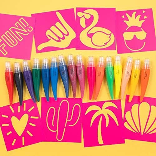 Јоби | Сет за миење на боја | Сет од 16 парчиња вклучува 8 матрици и 8 бои за пенкало за четка за боја на сјај | Празничен сјај