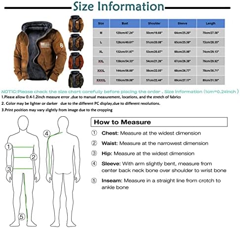 Dyguyth Машка шерпа-обложена со качулка, руно јакна, графички духови од Ацтек Зимски палта плус патент со патент тенок излез со џеб