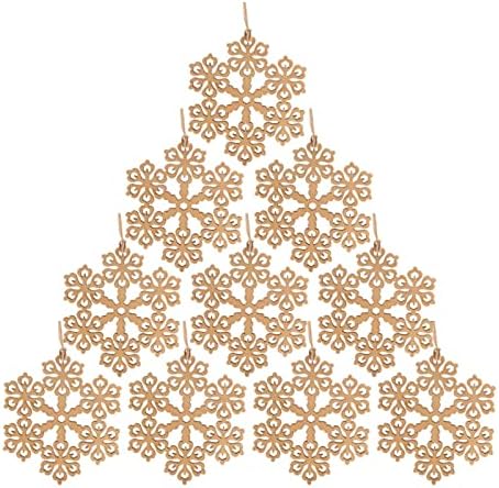 Кристали за лустери со куки во центарот на куки 10 парчиња Божиќни украси Дрвени шупливи снегулки, приврзоци за елки, приврзоци за