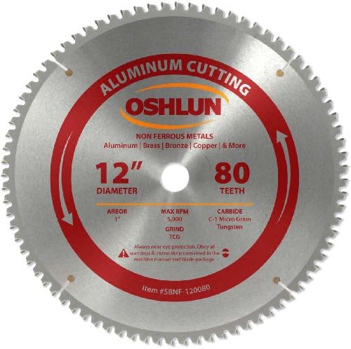 Oshlun SBNF-120120 12-инчен 120 заби TCG Saw Saw Saw со 1-инчен Arbor за алуминиум и не-ферозни метали и Olson Saw AC70010 SAW Blade