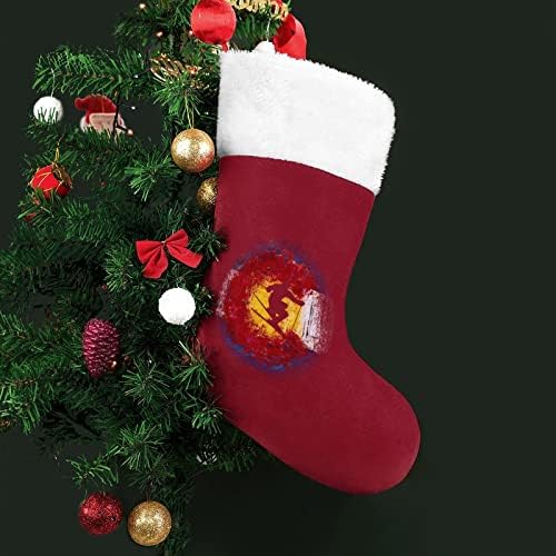 Колорадо Фиаг скијање ски -божиќно порибување Божиќно дрво камин што виси чорапи со кратка кадифен манжетна декорација за забава