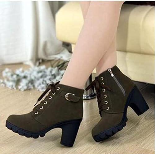 Womenенски чизми гроздобер дебела потпетица чевли со високи потпетици чизми плус чизми чизми со големина