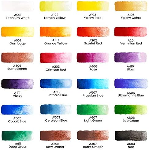 Артеза Акварел подлога, пакет од 3, 5,5x8,5inch, 90 листови 140lb/300gsm, 30 листови секоја и акварел боја, сет од 24 бои/цевки,
