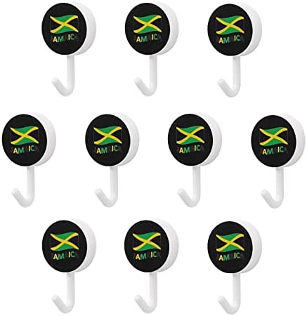 Јамајканско знаме лепило куки сет од 10 тркалезни пластични куки без куки за wallидови за кујна за кујнски бања домашна канцеларија
