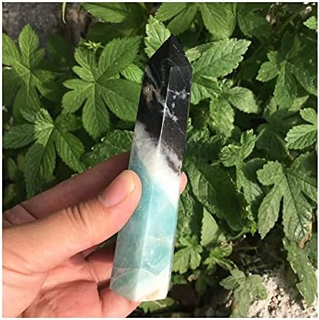 Дуру природен карипски калцитен кристал шестоаголник стапче единечна точка небо сина лекување камена кула за декорација Домаќин подарок