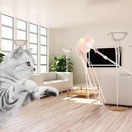 Интерактивни играчки за мачки на Kgrapet, самовила мачка смешно стапче со панделки топки и bellвона за вежбање мачки, играње мачки,