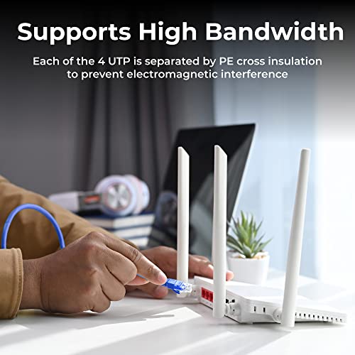 Maxlin Cable CAT6 Ethernet кабел за игри со 12ft повеќебоен LAN мрежен кабел за крпеница, со голема брзина на Интернет кабел, UTP, RJ45,