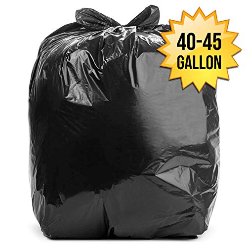 Алуф Пластика 40-45 галон 1,5 милји црни тешки ѓубре за отпадоци - 33 x 47 - пакет од 100 - за изведувач, индустриски, комерцијален