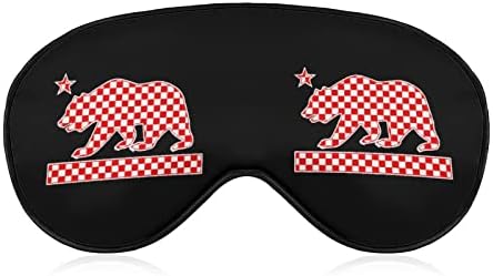 Калифорнија проверка на мечка знаме печатено за спиење маска за очи меко слепило капаче за очи со прилагодлива лента за ноќни очила за очила за мажи за мажи жени