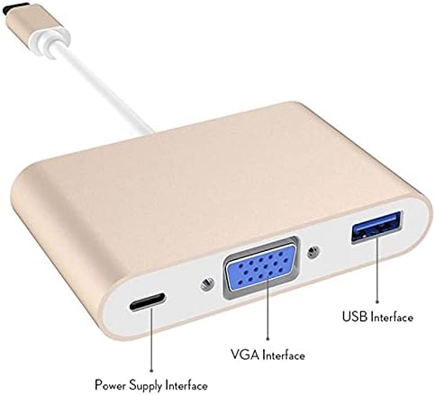 Конектори 3 во 1 адаптер USB 3.1 Тип C до VGA USB 3.0 USB -C мултипорт за полнење на конверторот за полнење на таблети за монитор за монитор