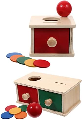 Тојвиан Монтесори Кутија Играчки Дете Игра Комплет Монета Кутија 2 Поставува Објект Трајност Кутија Со Послужавник И Топката Објект Сензорни