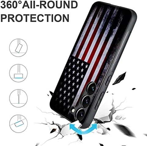 Tnarru Компатибилен Со Samsung Galaxy S23 Случај Американски Знаме Шема Хард КОМПЈУТЕР Назад И Меки Tpu Страни Scratchprous Шок Отпорен Заштитен