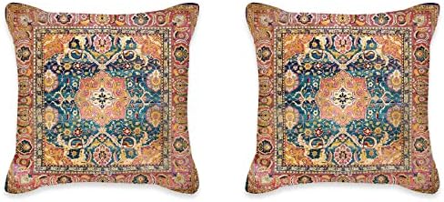 ДОЗМИН Пакет од 2 Бохо Декоративни Навлаки За Перници За Фрлање Без Вметнување навлаки за перници во турски персиски Стил 18'