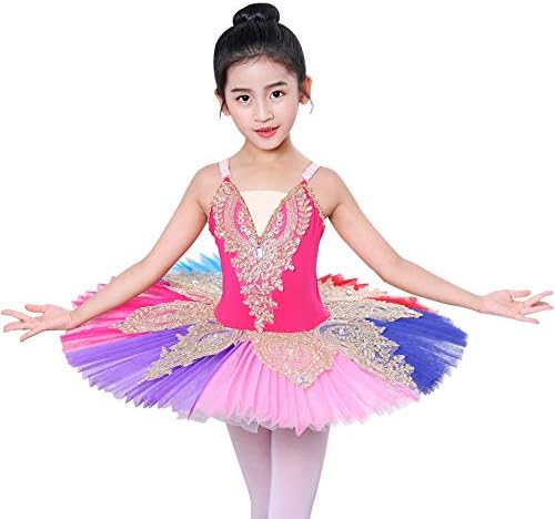 Ордорор девојче здолниште со балетски танцувачки облеки на балетски танцови, искра, туту принцеза фустан балерина костуми со рака бенд 4-13Y